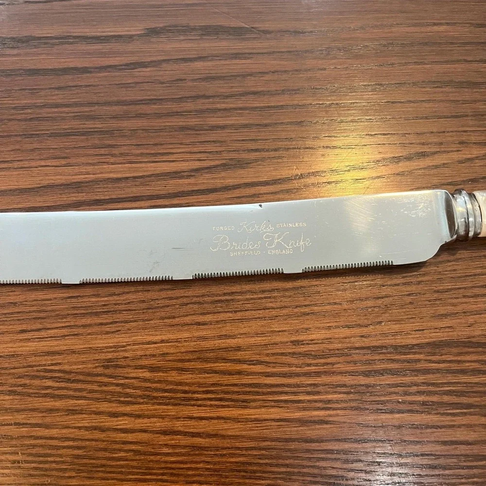 VTG‎ 1960s Bride's Cake Knife Kirk's Sheffield England Engraved Wedding Keepsake